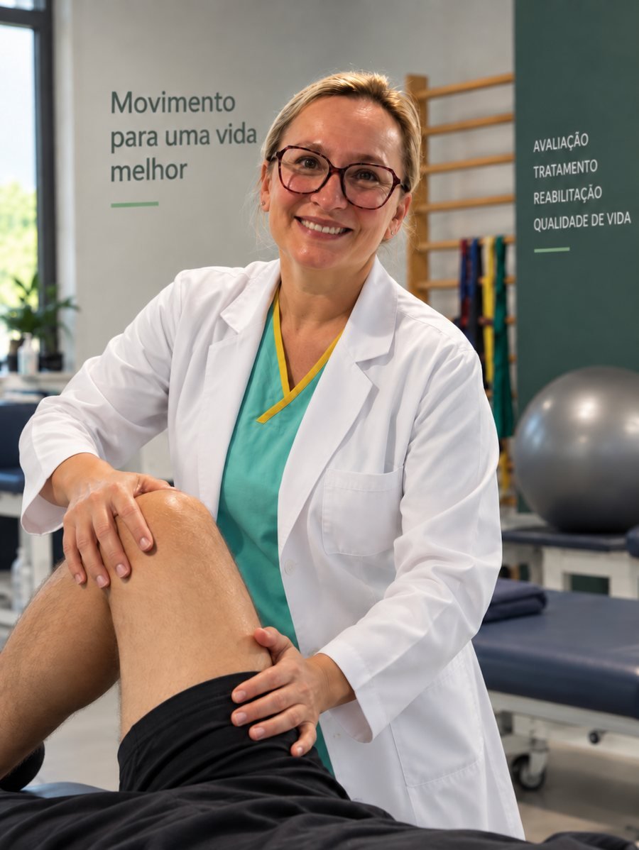 Elza Litaiff durante atendimento de fisioterapia